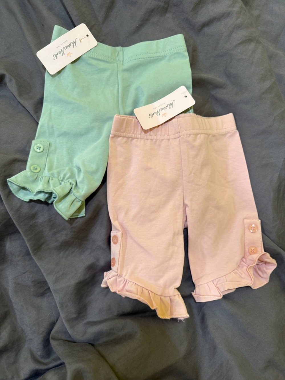 Marie Nicole Kids Bottoms Ruffled Green and Pink - 2 Pack